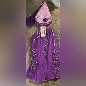 3 pcs Genie Purple Princess Rapunzel Costume Skirt with Gold and Gold Accents